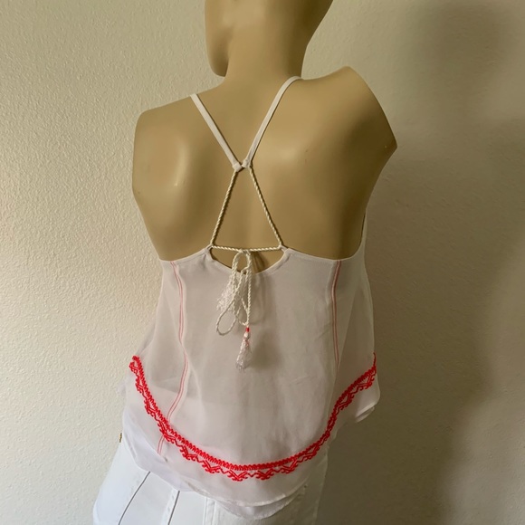 Ecote flowy Aztec embroidered chiffon top S - Picture 7 of 14